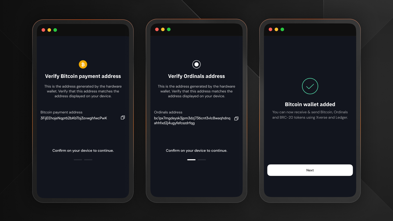 Step 3 of connecting a Hardware wallet on Xverse